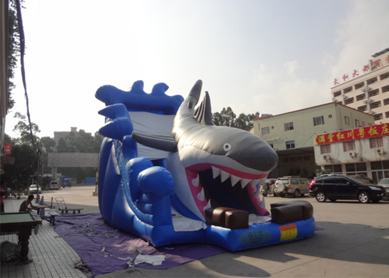 중국 송풍기를 가진 7.5m 상업적인 팽창식 활주/큰 상어 물 미끄럼 협력 업체